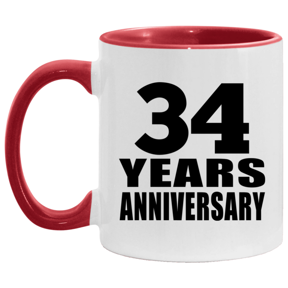 34th Anniversary 34 Years - 11oz Accent Mug Red