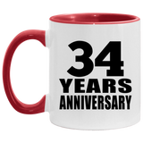 34th Anniversary 34 Years - 11oz Accent Mug Red