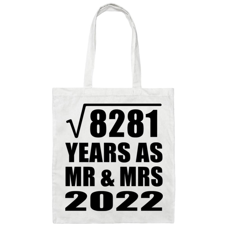 91st Anniversary Square Root of 8281 Years As Mr & Mrs 2022 - Tote Bag White