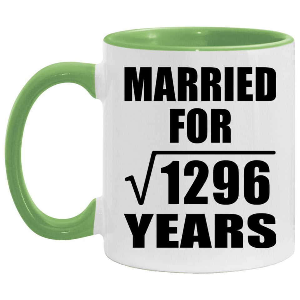 36th Anniversary Married For Square Root of 1296 Years - 11oz Accent Mug Green