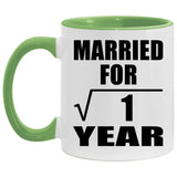 1st Anniversary Married For Square Root of 1 Year - 11oz Accent Mug Green