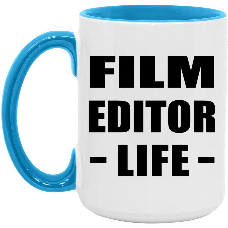 Film Editor Life - 15oz Accent Mug Blue