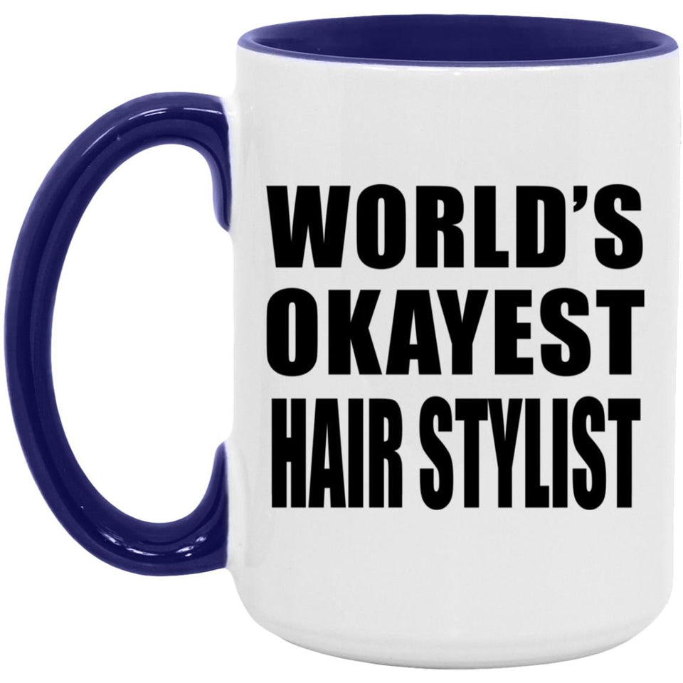World's Okayest Hair Stylist - 15oz Accent Mug Purple