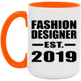 Fashion Designer Established EST. 2019 - 15oz Accent Mug Orange