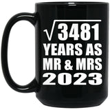 59th Anniversary Square Root of 3481 Years As Mr & Mrs 2023 - 15oz Coffee Mug Black