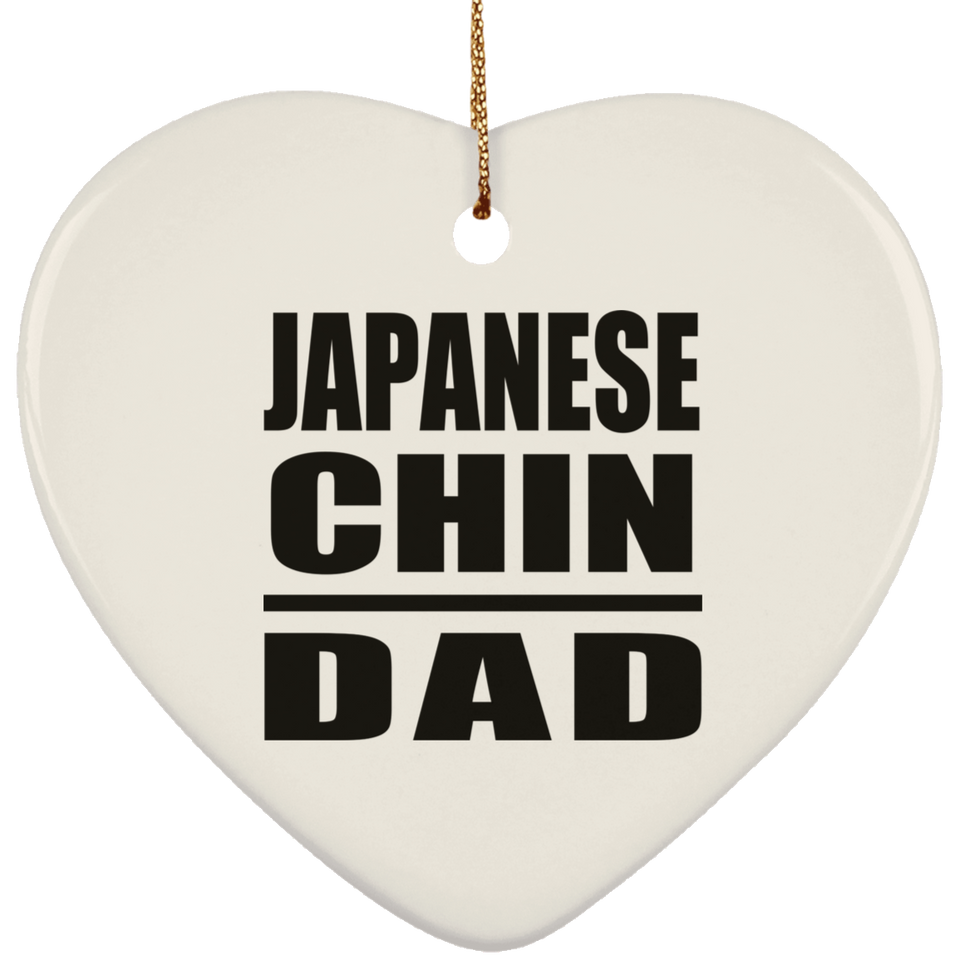 Japanese Chin Dad - Heart Ornament