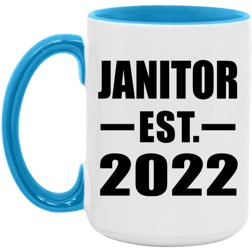 Janitor Established EST. 2022 - 15oz Accent Mug Blue