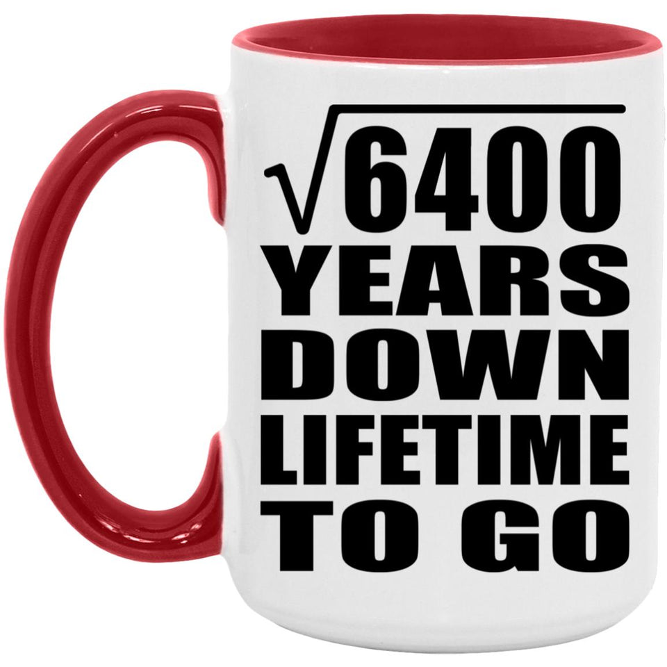 80th Anniversary Square Root of 6400 Years Lifetime To Go - 15oz Accent Mug Red