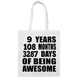 9th Birthday 9 Years 108 Months 3287 Days Of Awesome - Tote Bag White