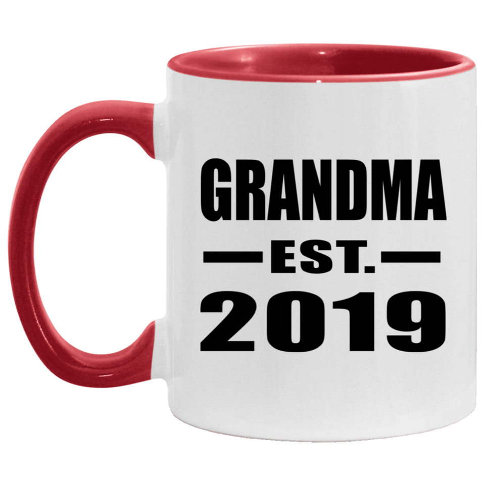 Grandma Established EST. 2019 - 11oz Accent Mug Red