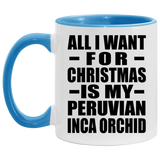 All I Want For Christmas Is My Peruvian Inca Orchid - 11oz Accent Mug Blue