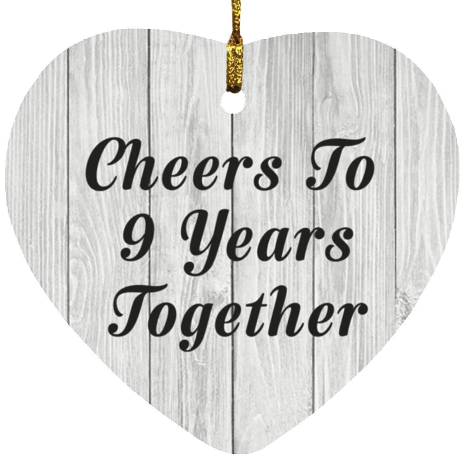9th Anniversary Cheers To 9 Years Together - Heart Ornament F