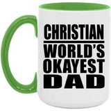 Christian World's Okayest Dad - 15oz Accent Mug Green