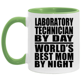 Laboratory Technician By Day World's Best Mom By Night - 11oz Accent Mug Green