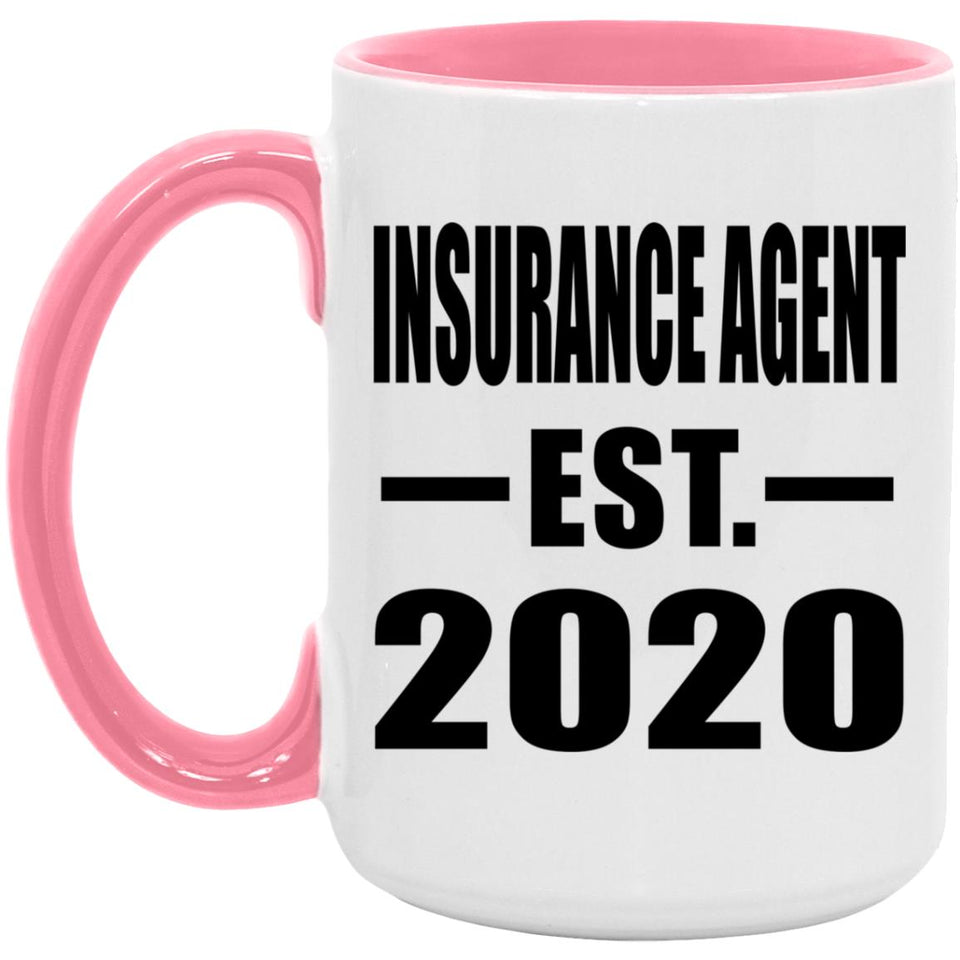Insurance Agent Established EST. 2020 - 15oz Accent Mug Pink