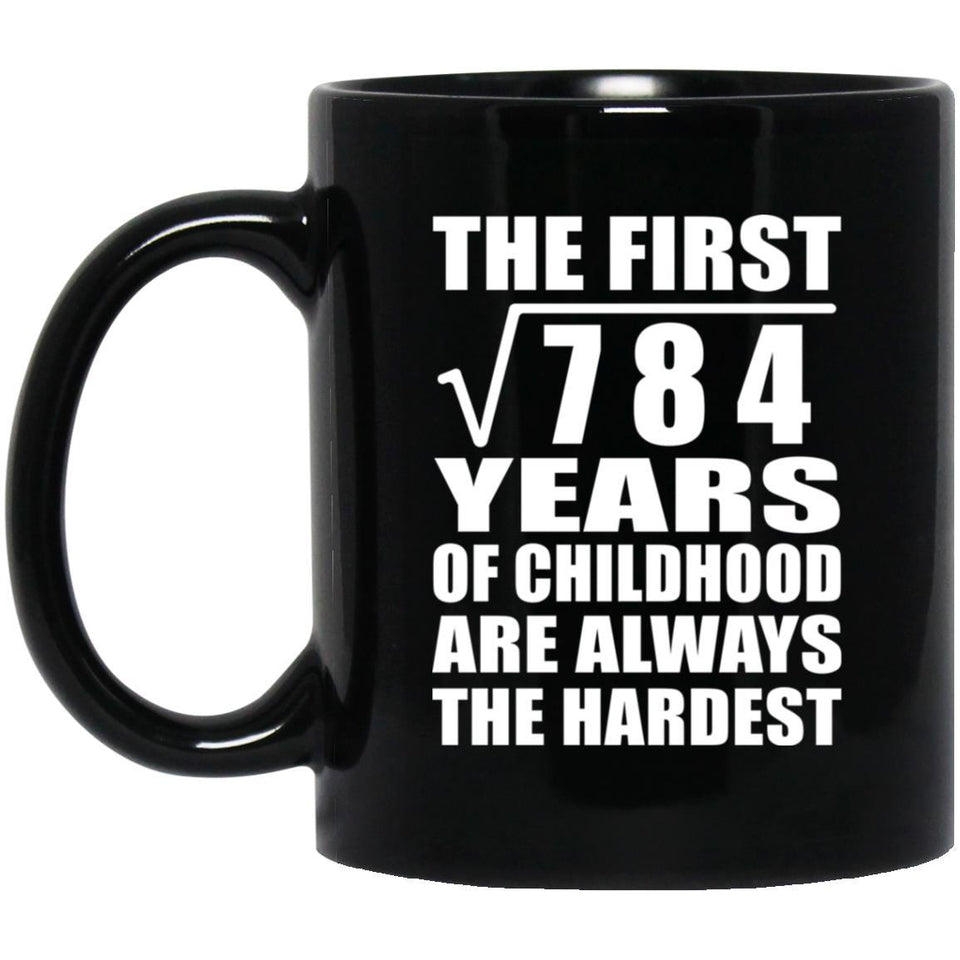 28th Birthday Square Root of 784 Years of Childhood - 11oz Coffee Mug Black