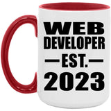 Web Developer Established EST. 2023 - 15oz Accent Mug Red