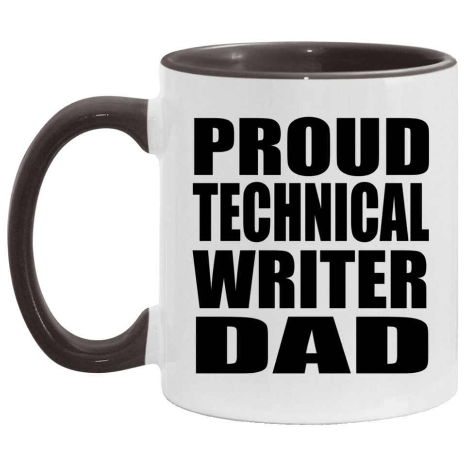 Proud Technical Writer Dad - 11oz Accent Mug Black