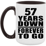 57th Anniversary 57 Years Down Forever to Go - 15oz Accent Mug Black