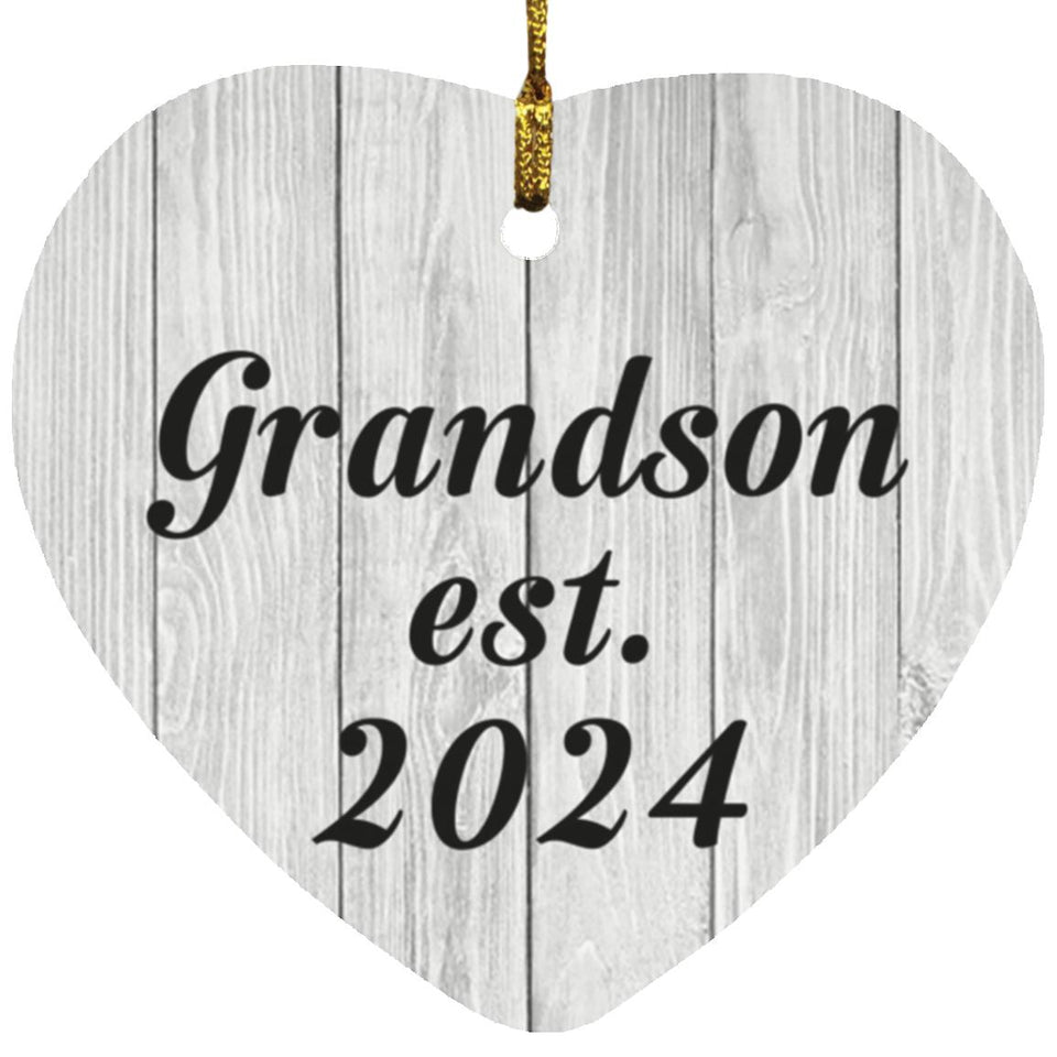 Grandson Established Est. 2024 - Heart Ornament F