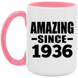 88th Birthday Amazing Since 1936 - 15oz Accent Mug Pink