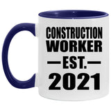 Construction Worker Established Est. 2021 - 11oz Accent Mug Purple