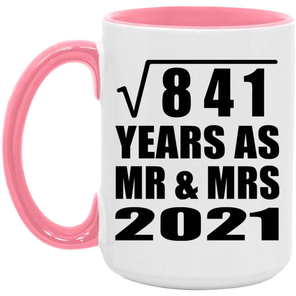 29th Anniversary Square Root of 841 Years As Mr & Mrs 2021 - 15oz Accent Mug Pink