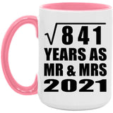 29th Anniversary Square Root of 841 Years As Mr & Mrs 2021 - 15oz Accent Mug Pink