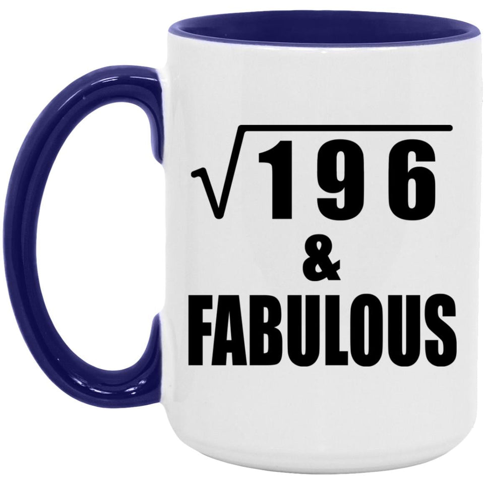 14th Birthday Square Root of 196 & Fabulous - 15oz Accent Mug Purple