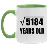 72nd Birthday Square Root of 5184 Years Old - 11oz Accent Mug Green