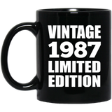 37th Birthday Vintage 1987 Limited Edition - 11oz Coffee Mug Black
