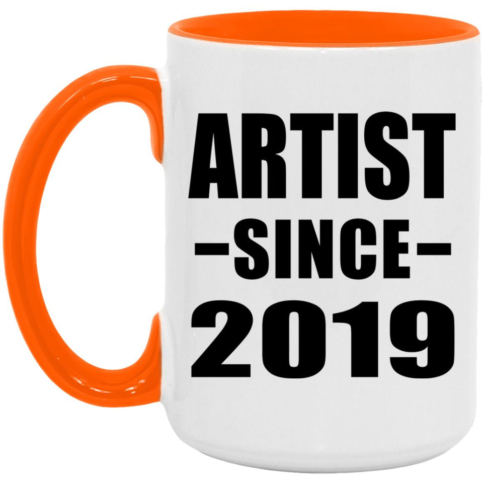 Artist Since 2019 - 15oz Accent Mug Orange