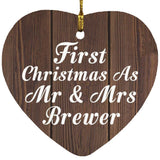 First Christmas As Mr & Mrs Brewer - Heart Ornament D