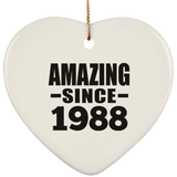 36th Birthday Amazing Since 1988 - Heart Ornament