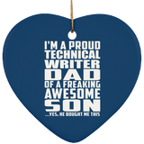 Proud Technical Writer Dad Of Awesome Son - Heart Ornament