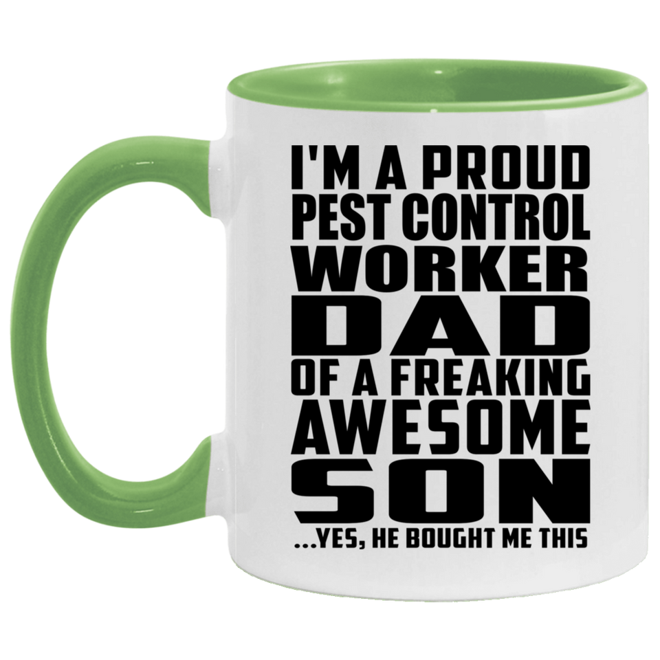 Proud Pest Control Worker Dad Of Awesome Son - 11oz Accent Mug Green