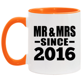 8th Anniversary Mr & Mrs Since 2016 - 11oz Accent Mug Orange