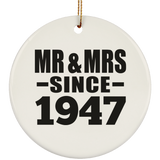 77th Anniversary Mr & Mrs Since 1947 - Circle Ornament