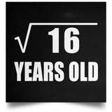 4th Birthday Square Root of 16 Years Old - Poster Square