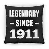 113th Birthday Legendary Since 1911 - Throw Pillow Black