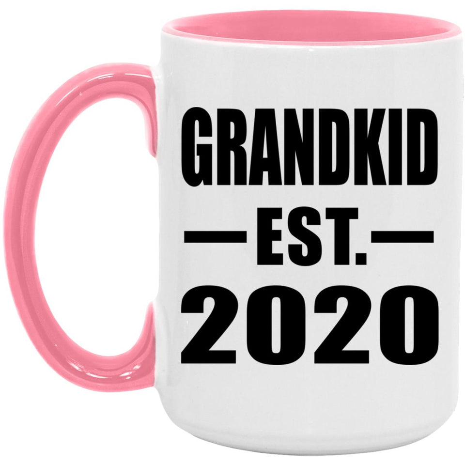 Grandkid Established EST. 2020 - 15oz Accent Mug Pink