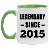 9th Birthday Legendary Since 2015 - 11oz Accent Mug Green