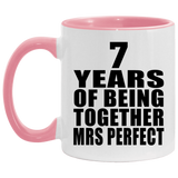 7th Anniversary 7 Years Of Being Mrs Perfect - 11oz Accent Mug Pink