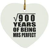30th Anniversary Square Root of 900 Years of Mrs Perfect - Heart Ornament
