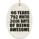 66th Birthday 66 Years 792 Months 24106 Days Of Awesome - Oval Ornament