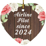 Airline Pilot Since 2024 - Heart Ornament A