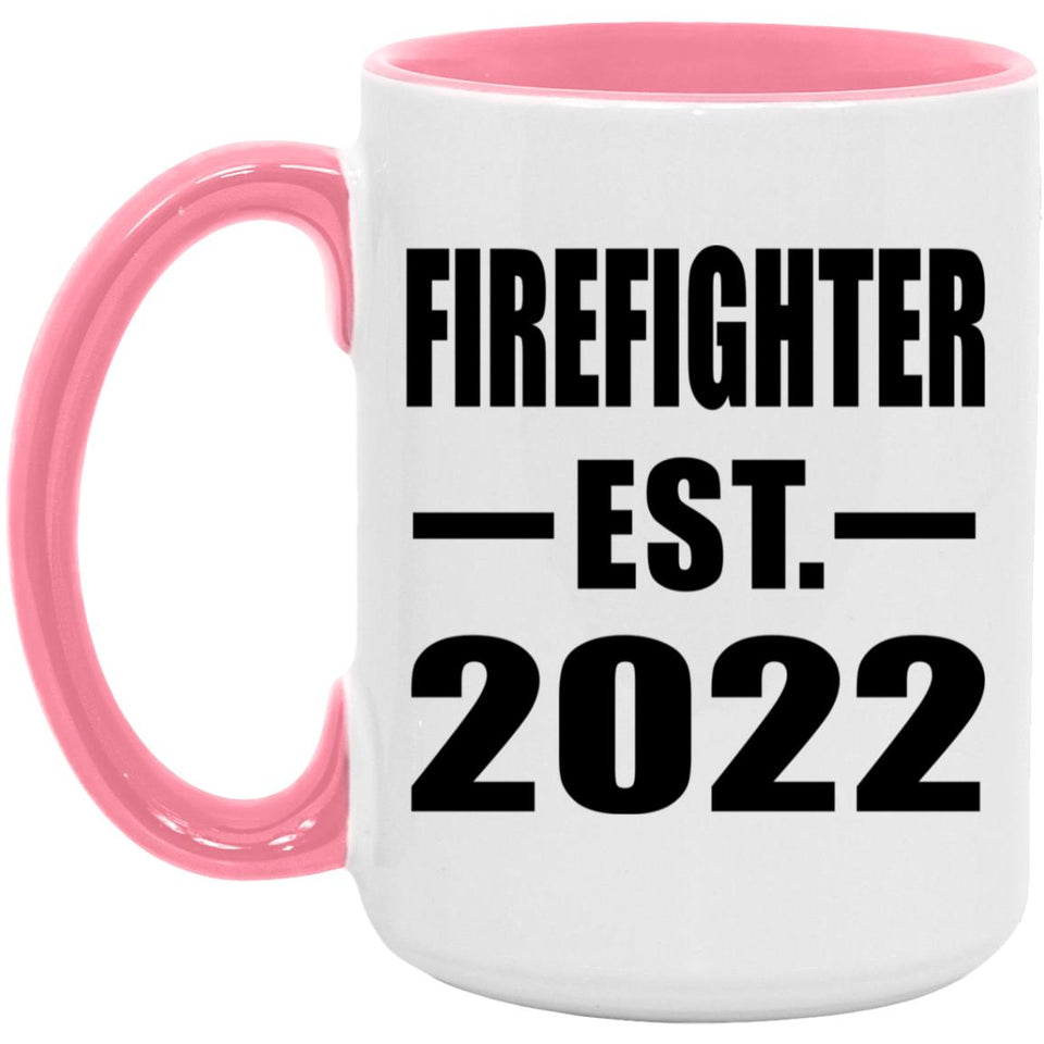 Firefighter Established EST. 2022 - 15oz Accent Mug Pink