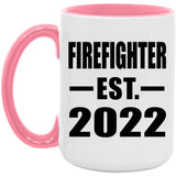 Firefighter Established EST. 2022 - 15oz Accent Mug Pink