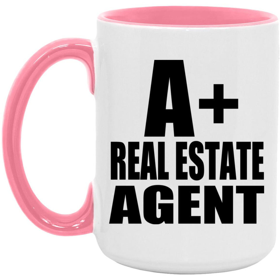 A+ Real Estate Agent - 15oz Accent Mug Pink