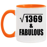 37th Birthday Square Root of 1369 & Fabulous - 11oz Accent Mug Orange